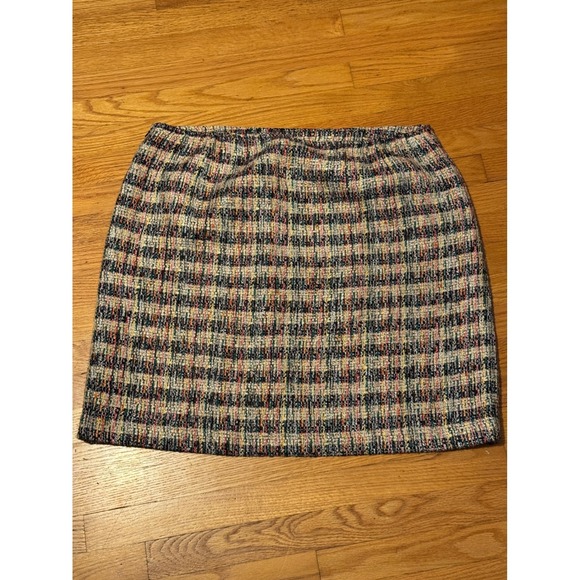Talbots Plus 18W Tweed Mini Skirt Multicolor Plaid Career Party Cocktail - Picture 2 of 7